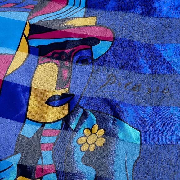 Silky Synthetic Picasso Fine Art Abstract Large Scarf Wrap Shawl - 41" Square - Picture 10 of 10